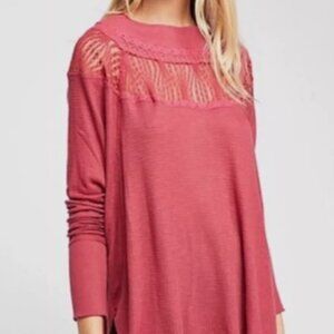 Free People Spring Valley Lace Inset Top in Sz Medium